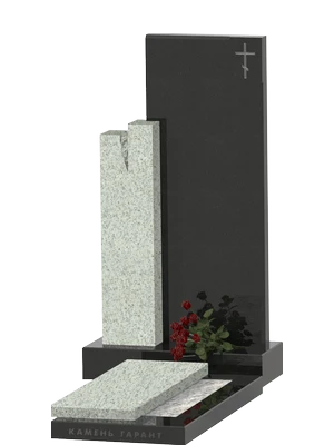 Строгий памятник, сочетание серого и черного гранита